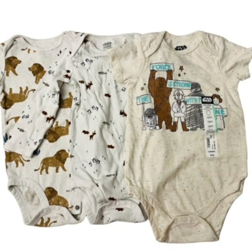 Star Wars‎ NWT and Animals One Piece Romper Bundle 18 Months 3 pieces